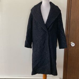 Magaschoni Wool Metallic Coat Formal Pea Long Black Dress Coat 8